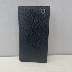 Bvlgari Mens Large Yen Wallet in Black Grained Calf Leather - Preowned